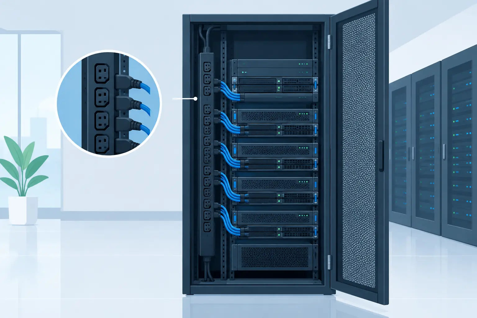 Power Distribution for Clean, Serviceable Racks