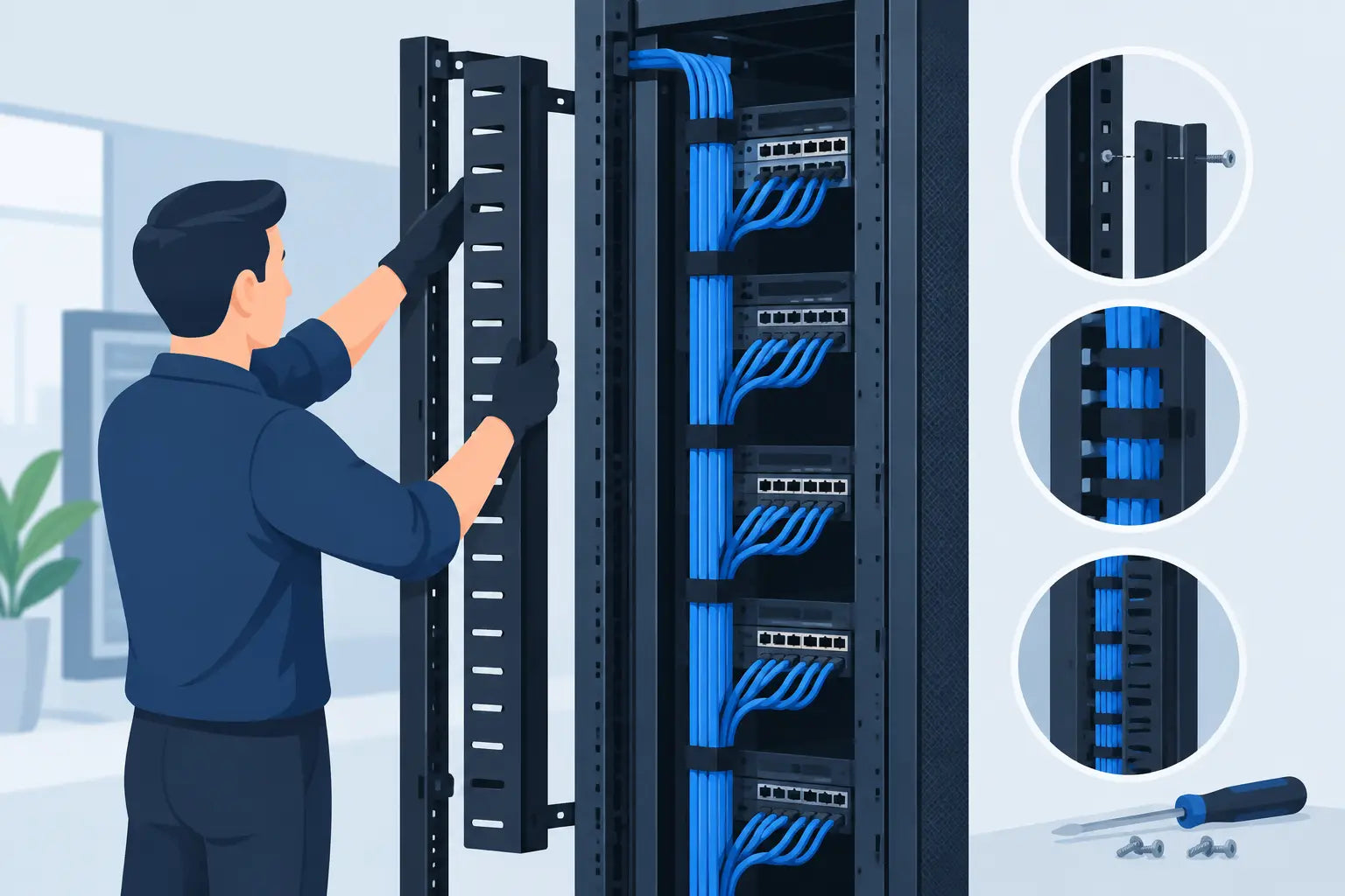 How to Install Vertical Cable Managers in Racks